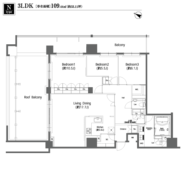 Nタイプ　3LDK　109.44ｍ2