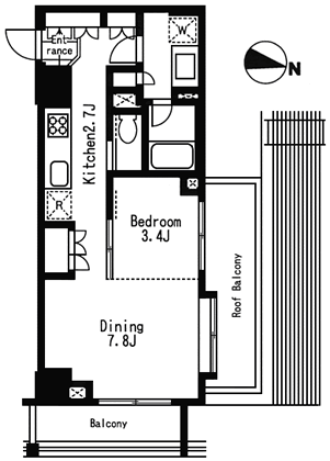 Oタイプ　1DK　37.57ｍ2