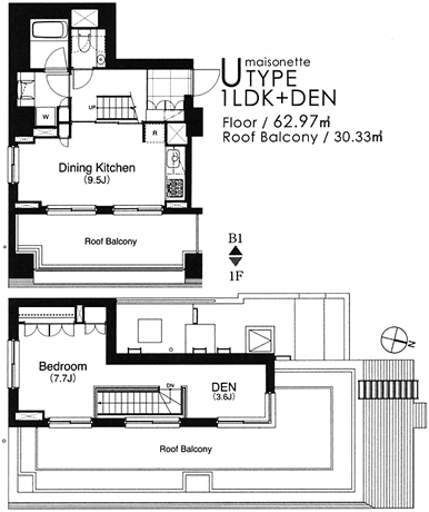 Uタイプ　1LDK+DEN　62.97ｍ2