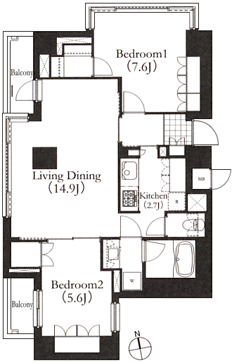 Hタイプ　2LDK　73.70ｍ2