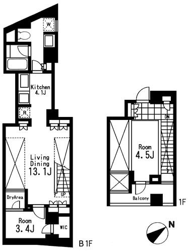 Bタイプ　2LDK（メゾネット）　63.83m2