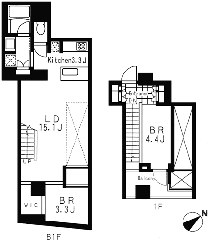 Dタイプ　2LDK（メゾネット）　66.52m2