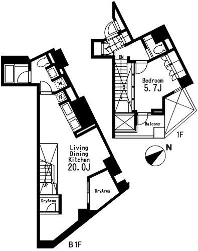 Eタイプ　1LDK（メゾネット）　67.75m2