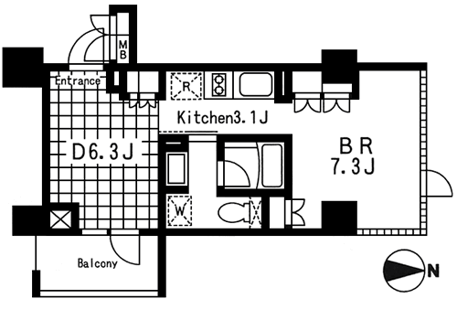 Jタイプ　1DK　37.38m2