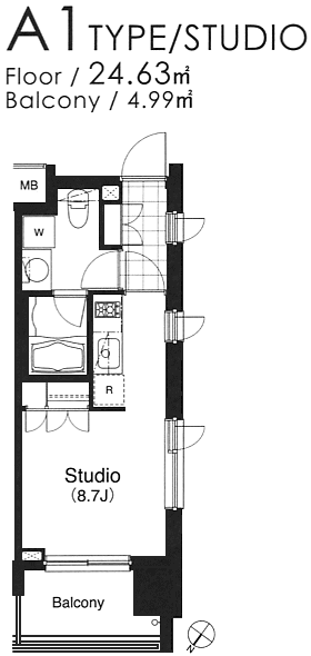 A1タイプ　STUDIO　24.63ｍ2