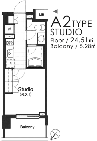 A2タイプ　STUDIO　24.51ｍ2