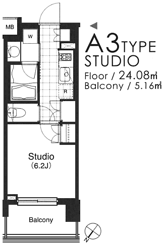 A3タイプ　STUDIO　24.08ｍ2