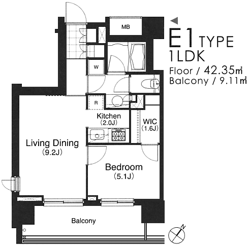 E1タイプ　1LDK　42.35ｍ2