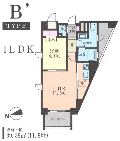 B�f�^�C�v�@1LDK�@39.39��2