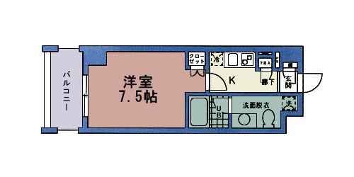 B1・B2タイプ 1K 25.00m2~25.41m2
