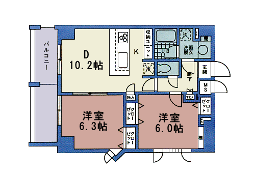 Gタイプ 2DK 53.49m2