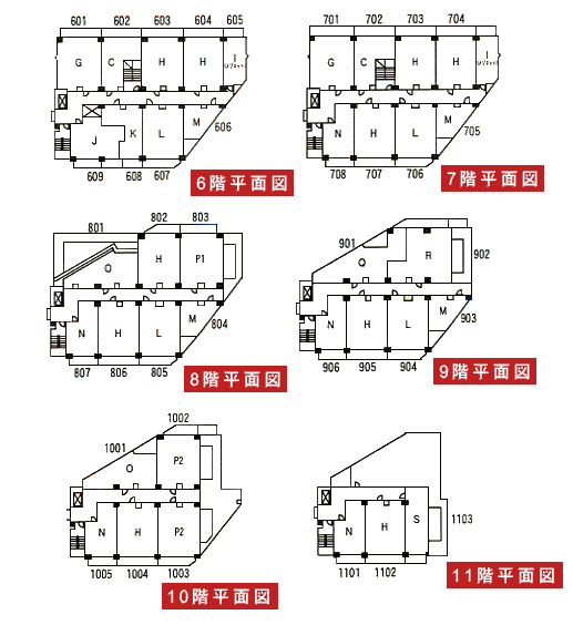 6~11階平面図