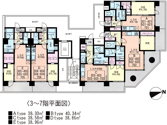 3～7階平面図