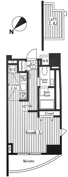 B1タイプ　1K+LOFT　30.56ｍ2