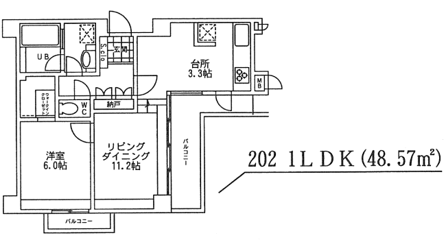 202号室　間取り図